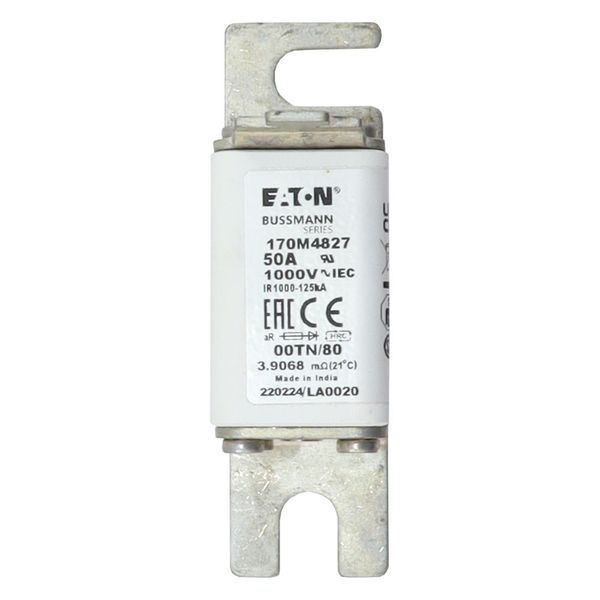 Fuse-link, high speed, 50 A, AC 1000 V, size 00, 30 x 47 x 98 mm, aR, DIN, IEC, type T indicator image 20