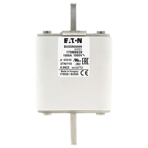 Fuse-link, high speed, 1000 A, AC 1000 V, DIN 3, 74 x 90 x 139 mm, aR, DIN, IEC, single indicator image 2