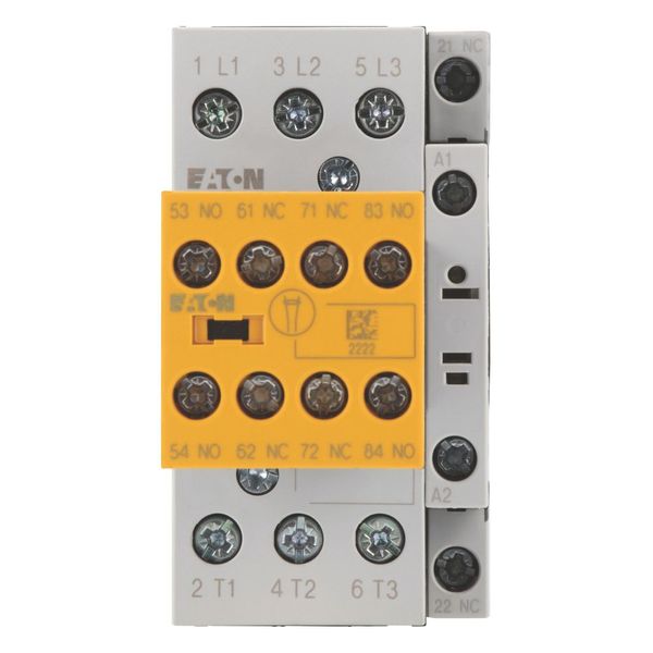 Safety contactor, 380 V 400 V: 7.5 kW, 2 N/O, 3 NC, RDC 24: 24 - 27 V DC, DC operation, Screw terminals, with mirror contact. image 9