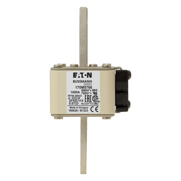 Fuse-link, high speed, 1000 A, AC 690 V, size 2, 61 x 77 x 135 mm, aR, IEC, UL, single indicator image 15