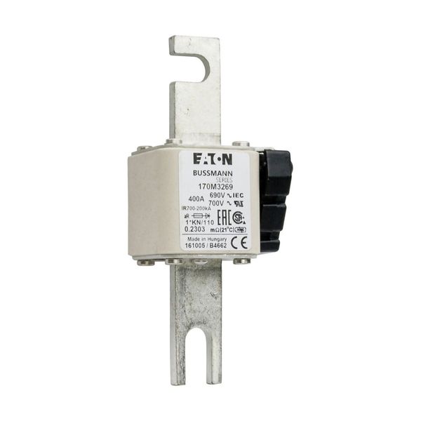 Fuse-link, high speed, 400 A, AC 690 V, compact DIN 1, 45 x 58 x 134 mm, aR, DIN, IEC, type K indicator, 110 mm centres image 12