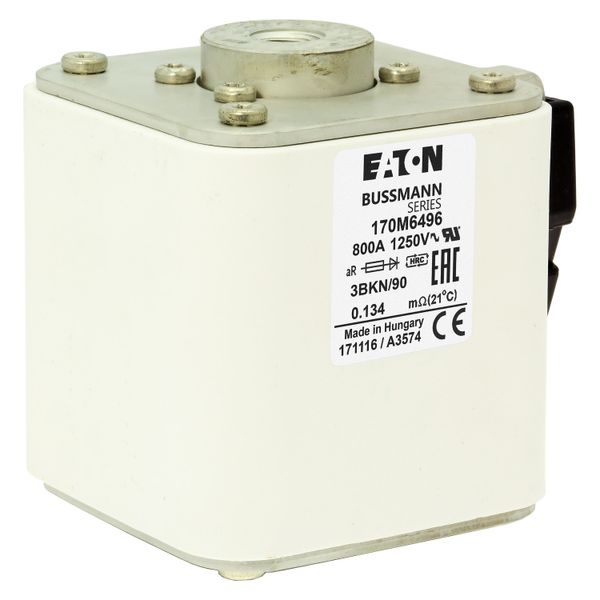 Fuse-link, high speed, 800 A, AC 1250 V, size 3, 76 x 92 x 91 mm, aR, IEC, UL, type K indicator, flush end, M12 image 21