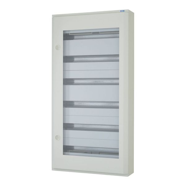 Complete surface-mounted flat distribution board with window, white, 24 SU per row, 6 rows, type C image 4