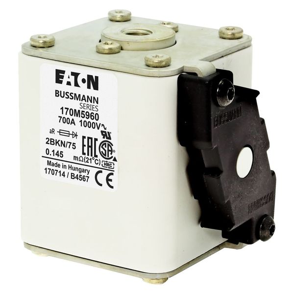 Fuse-link, high speed, 700 A, AC 1000 V, size 2, 59 x 77 x 75 mm, aR, IEC, UL, type K indicator, flush end, M10 image 10