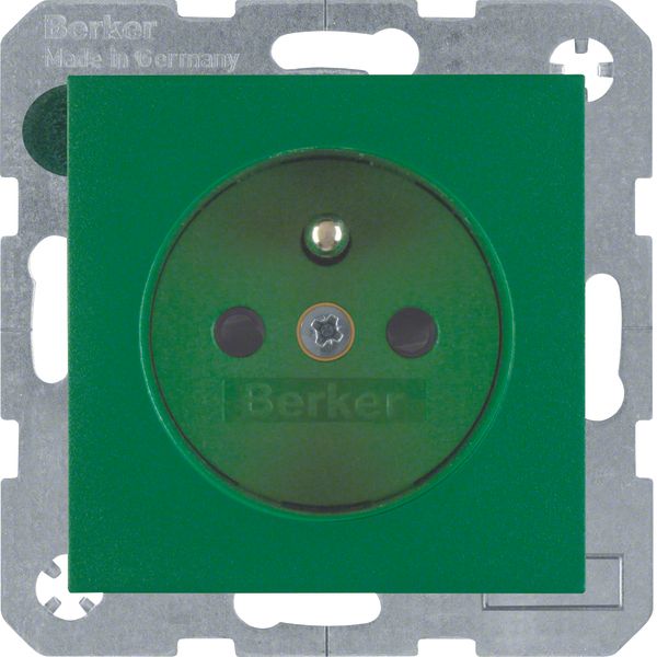 Soc. out. earthing pin, enhncd contact prot., S.1/B.3/B.7, green matt image 2