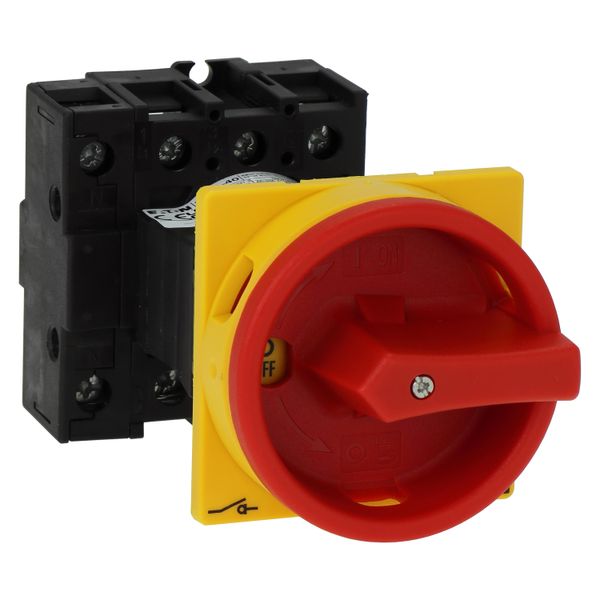 Main switch, P1, 40 A, rear mounting, 3 pole + N, Emergency switching off function, With red rotary handle and yellow locking ring, Lockable in the 0 image 10