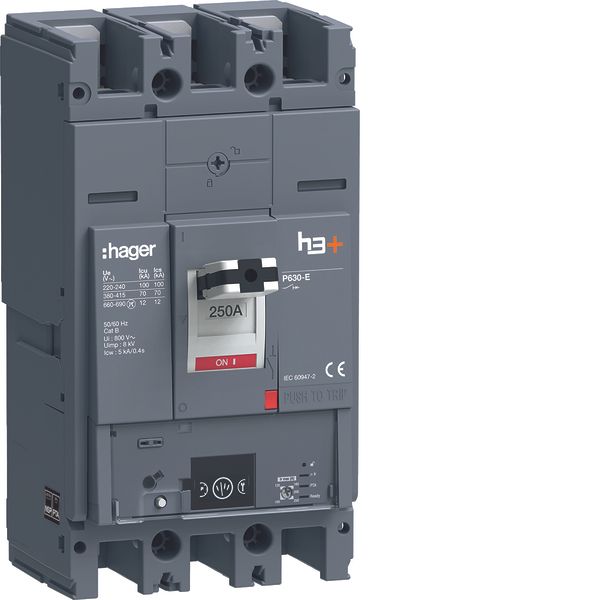 Moulded Case Circuit Breaker h3+ P630 Energy 3P3D 250A 70kA FTC image 1