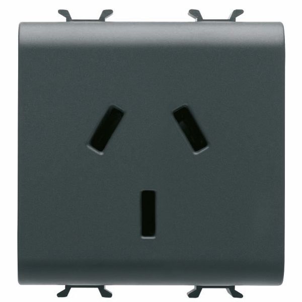 ARGENTINIAN STANDARD SOCKET-OUTLET 250V ac - 2P+E 10A - 2 MODULES - SATIN BLACK - CHORUSMART image 2