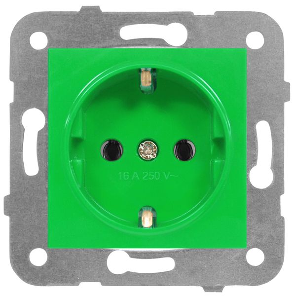 Socket outlet, green color, cage clamps image 1