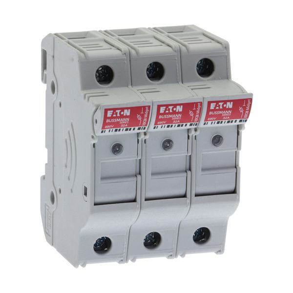 Fuse-holder, LV, 32 A, AC 690 V, 10 x 38 mm, 3P+N, UL, IEC, indicating, DIN rail mount image 21