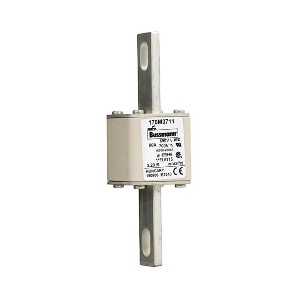 Fuse-link, high speed, 80 A, AC 690 V, compact size 1, 45 x 45 x 148 mm, aR, IEC, UL image 10