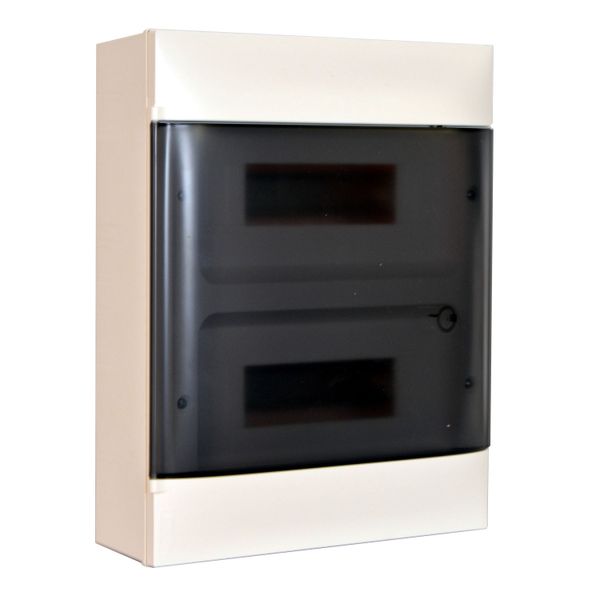 LEGRAND 2X12M SURFACE CABINET SMOKED DOOR EARTH AND NEUTRAL TERMINAL BLOCK image 1