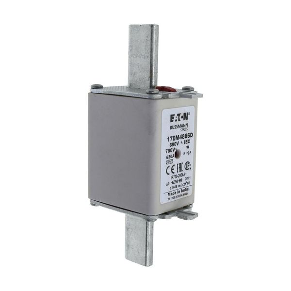 Fuse-link, high speed, 630 A, AC 690 V, DIN 1, aR, DIN, IEC, dual indicator, live gripping lugs image 13