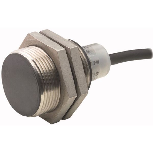 Proximity switch, E57 Premium+ Short-Series, 1 NC, 2-wire, 40 - 250 V AC, 20 - 250 V DC, M30 x 1.5 mm, Sn= 10 mm, Flush, NPN/PNP, Stainless steel, 2 m image 1