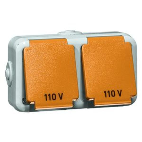 Wcd opb IP54, USA 125 V, 2-pol+E, hor,NEMA 5-15 R, deksel met opdruk 1 image 1