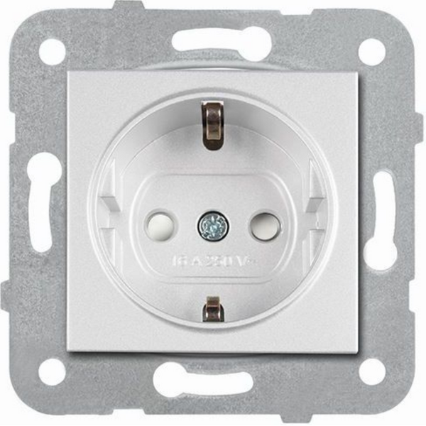 Novella-Trenda Silver (Quick Connection) Child Protected Earthed Socket image 1