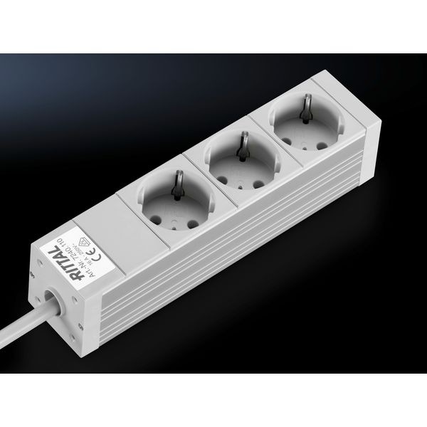 DK Socket strip, CEE 7/3 (type F), 3-way, 250 V, 16 A, LHD: 262,6x44x44 mm image 3