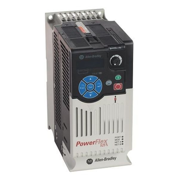 Allen-Bradley 25B-A011N104 PowerFlex 525 AC Drive, with Embedded EtherNet/IP and Safety, 240 VAC, 1 Phase, 3 HP, 2.2 kW Normal Duty; 3 HP, 2.2 kW Heavy Duty, Frame B, IP20 NEMA / Open Type, No Filter image 1