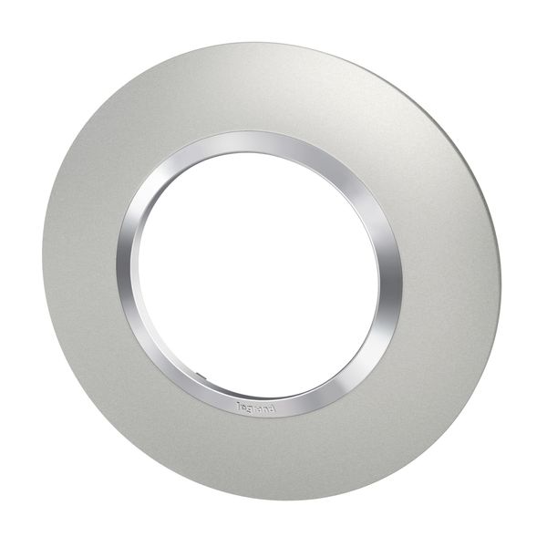 Round dooxie plate 1 post aluminum effect finish with chrome effect ring image 1