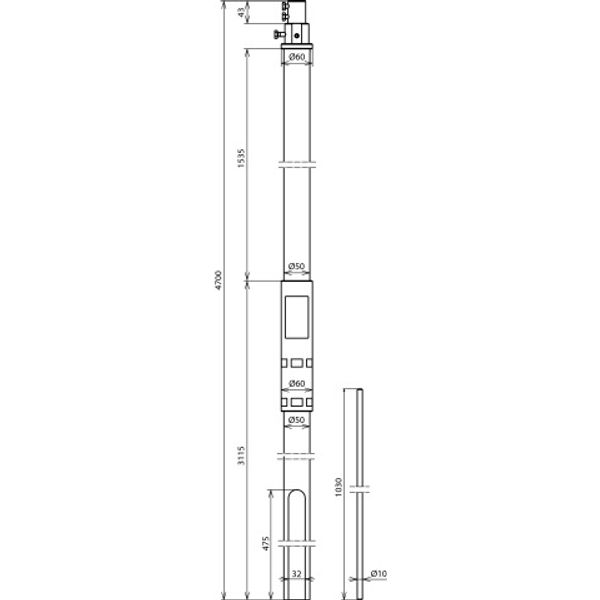 Supp.tube D 50mm L 4700mm GRP/StSt, air- ter.rod D 10mm L 1000mm, late image 2