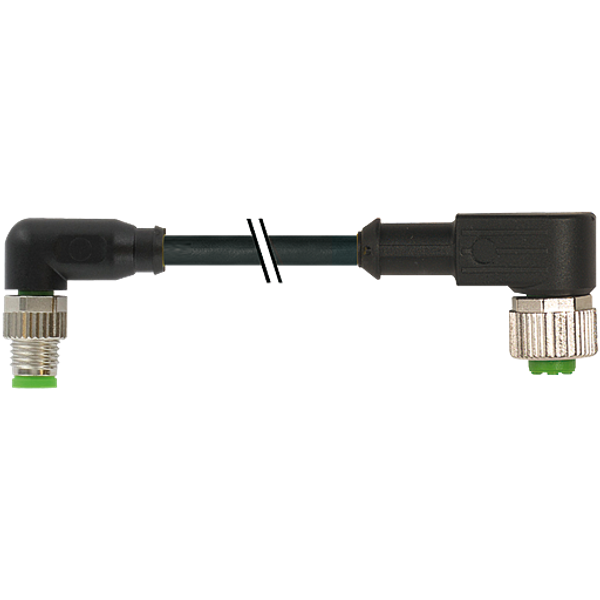 M8 male 90° / M12 female 90° A-cod. PUR 4x0.25 bk UL/CSA+drag ch. 1m image 1