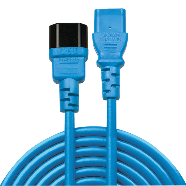 0.5m C14 to C13 Mains Extension Cable, blue IEC C14 Connector to IEC C13 Connector image 2