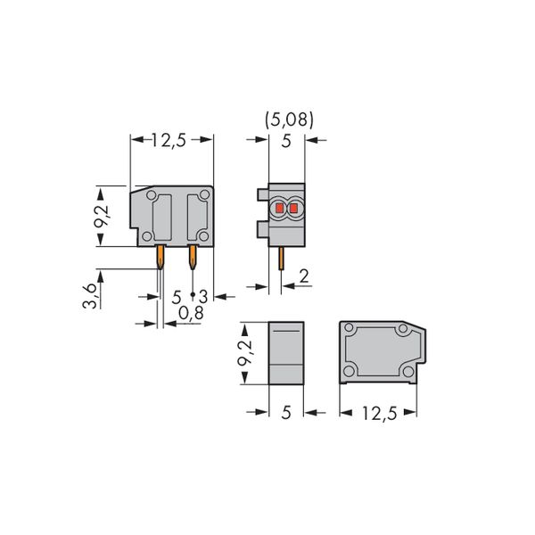 Stackable 2-conductor PCB terminal block 0.75 mm² Pin spacing 5/5.08 m image 3