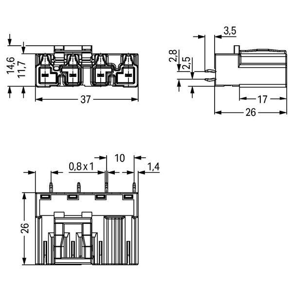 Plug for PCBs straight 4-pole light green image 2