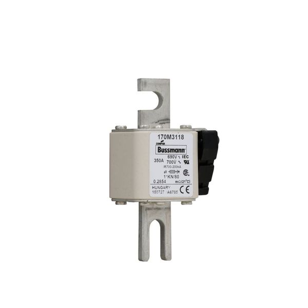 Fuse-link, high speed, 350 A, AC 690 V, compact DIN 1, 45 x 59 x 104 mm, aR, DIN, IEC, single indicator image 9