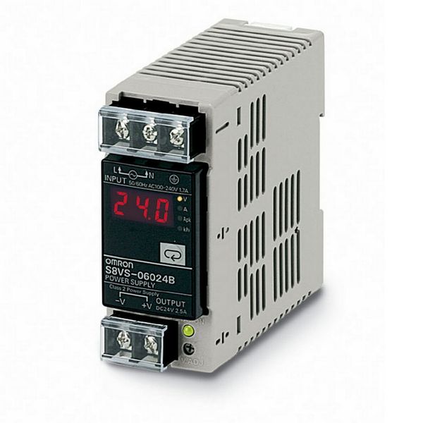 Power supply, 60 W, 100-240 VAC input, 24 VDC, 2.5 A output, DIN rail image 2