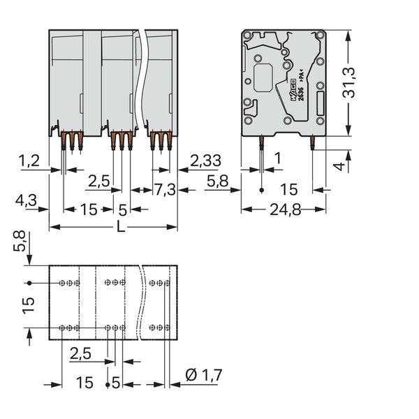 2636-3356 PCB terminal block; 16 mm²; Pin spacing 15 mm image 3