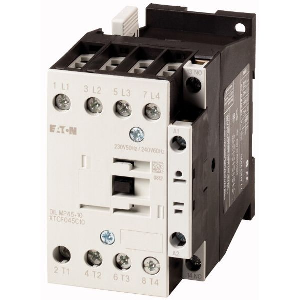 Contactor, 4 pole, AC operation, AC-1: 45 A, 1 N/O, 230 V 50/60 Hz, Screw terminals image 1