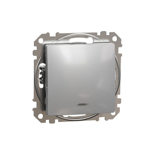 Sedna Design & Elements, 1-way Push-Button 10A Blue Loc LED, professional, aluminium image 5