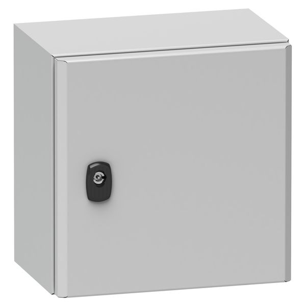 Spacial S3D plain door with mount.plate. H300xW300xD150 IP66 IK10 RAL7035. image 1