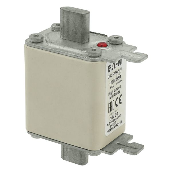 Fuse-link, high speed, 80 A, AC 690 V, DIN 00, 30 x 60 x 79 mm, gR, DIN, IEC, single indicator image 11