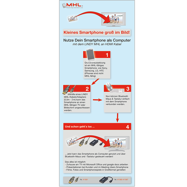 MHL to HDMI connection cable, 0.5m Show content stored on your smartphone on an MHL compatible HDTV image 2
