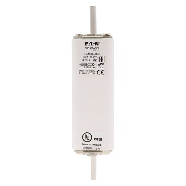 Fuse-link, high speed, 100 A, DC 1000 V, 01XL, gPV, UL, IEC image 6