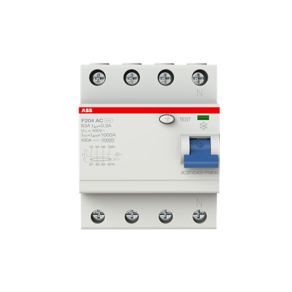 F204 AC-63/0.3 Residual Current Circuit Breaker 4P AC type 300 mA image 2