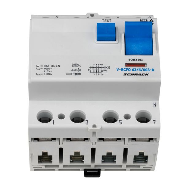 Residual current circuit breaker, 63A, 4-pole,30mA, type A,V image 1