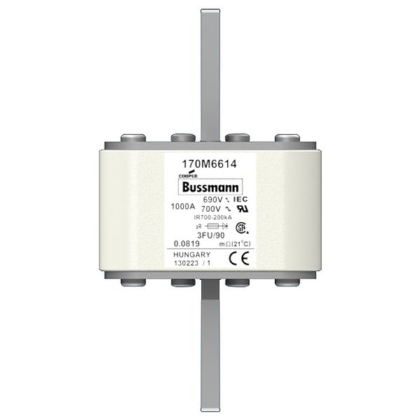 Fuse-link, high speed, 800 A, AC 2000 V, size 3, 74 x 90 x 155 mm, aR, IEC, single indicator image 2