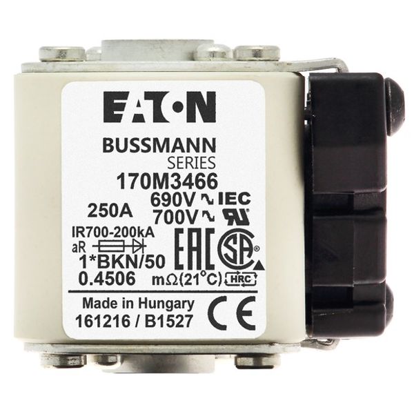 Fuse-link, high speed, 250 A, AC 690 V, compact size 1, aR, IEC, UL, single indicator image 2