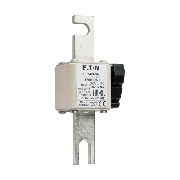 Fuse-link, high speed, 400 A, AC 690 V, compact DIN 1, 45 x 58 x 134 mm, aR, DIN, IEC, type K indicator, 110 mm centres image 13