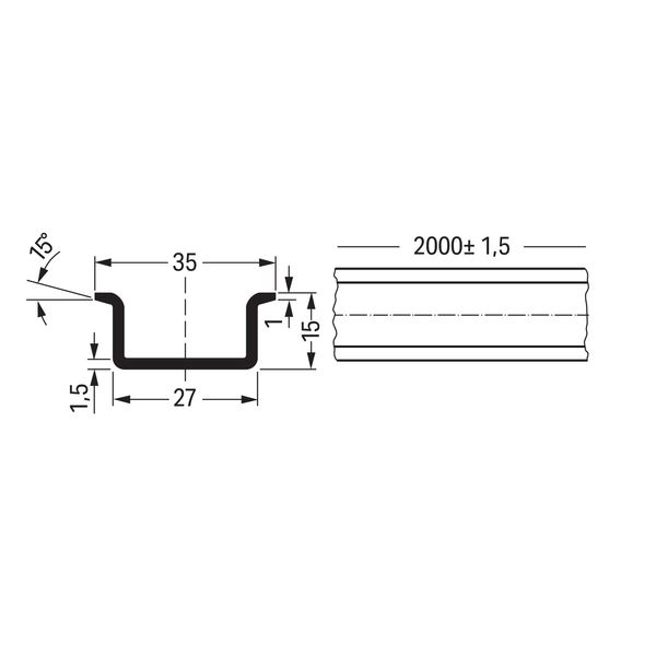 210-114 Steel carrier rail; 35 x 15 mm; 1.5 mm thick image 4