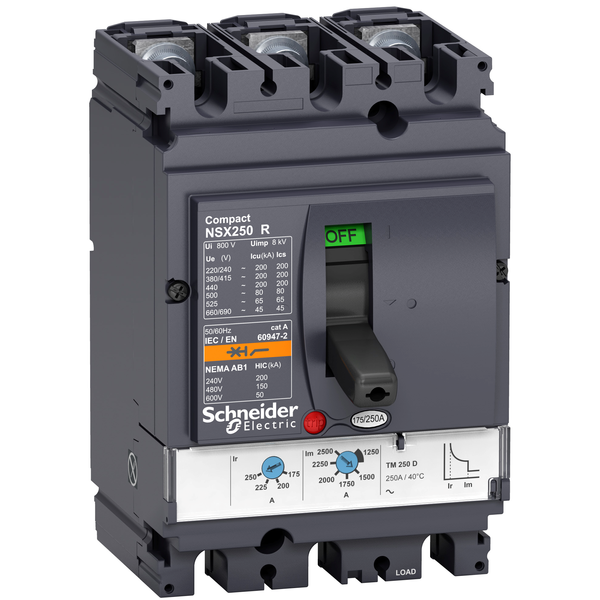 circuit breaker ComPact NSX100R, 200 kA at 415 VAC, TMD trip unit 80 A, 3 poles 3d image 4