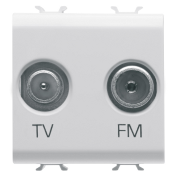 SOCKET-OUTLET TV-FM - DIRECT - 2 MODULES - GLOSSY WHITE - CHORUSMART image 1