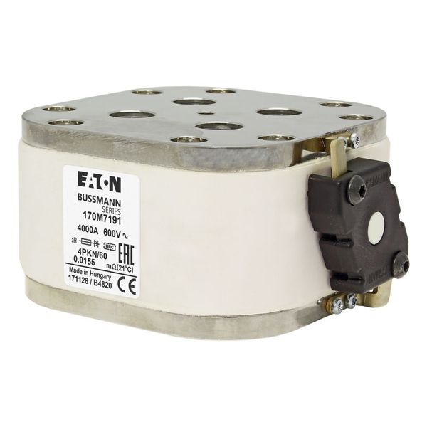 Fuse-link, high speed, 4000 A, AC 600 V, size 4, 120 x 105 x 59 mm, aR, IEC, single indicator image 9