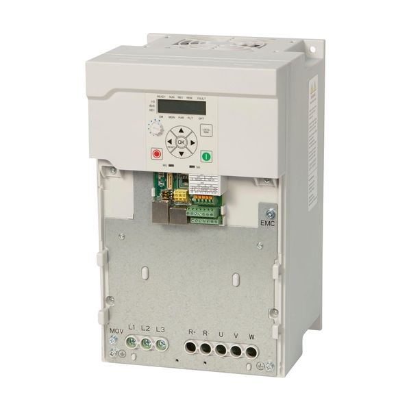Variable frequency drive, 600 V AC, 3-phase, 18 A, 11 kW, IP20/NEMA0, Radio interference suppression filter, 7-digital display assembly, Setpoint pote image 5