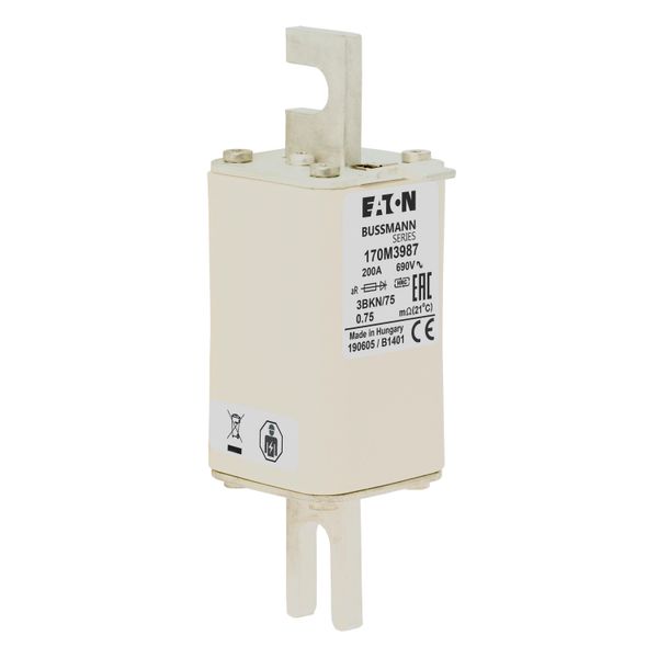 Fuse-link, high speed, 200 A, AC 1000 V, compact DIN 1, 43 x 61 x 138 mm, aR, DIN, IEC, type T indicator image 10