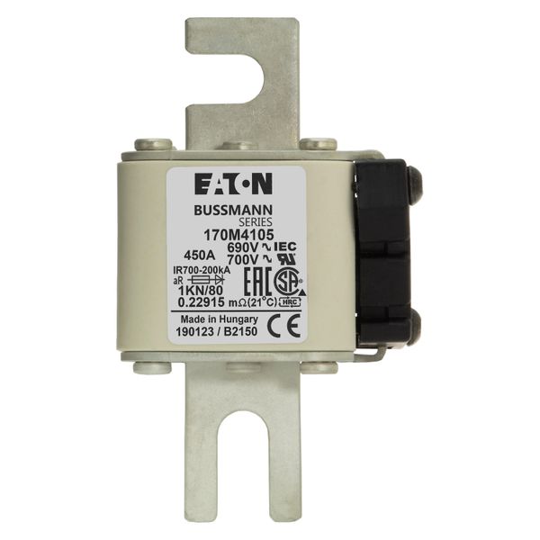 Fuse-link, high speed, 450 A, AC 690 V, size 1, 50 x 78 x 109 mm, aR, DIN, IEC, single indicator image 8