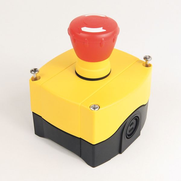 Assembled Station, 1 Hole, Plastic Enclosure, Yellow, Metric Condui image 1